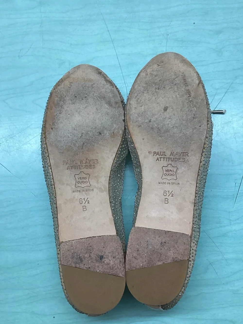 Paul Mayer Taupe Crystal Bow Ballet Flats - Picture 3 of 3